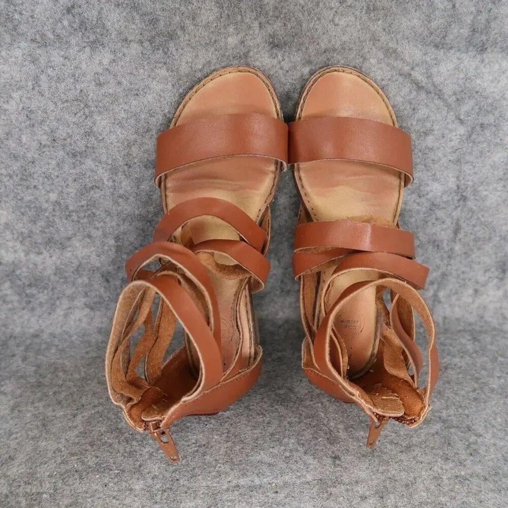 Wonder Nation Shoes Kids 13 Sandals Casual Strappy Flats Zip Girls Toddler Brown